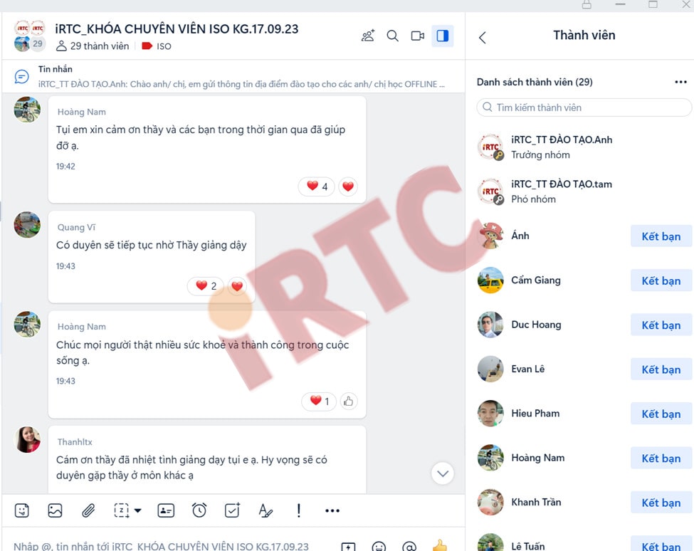 Feedback về khóa học ISO tại iRTC